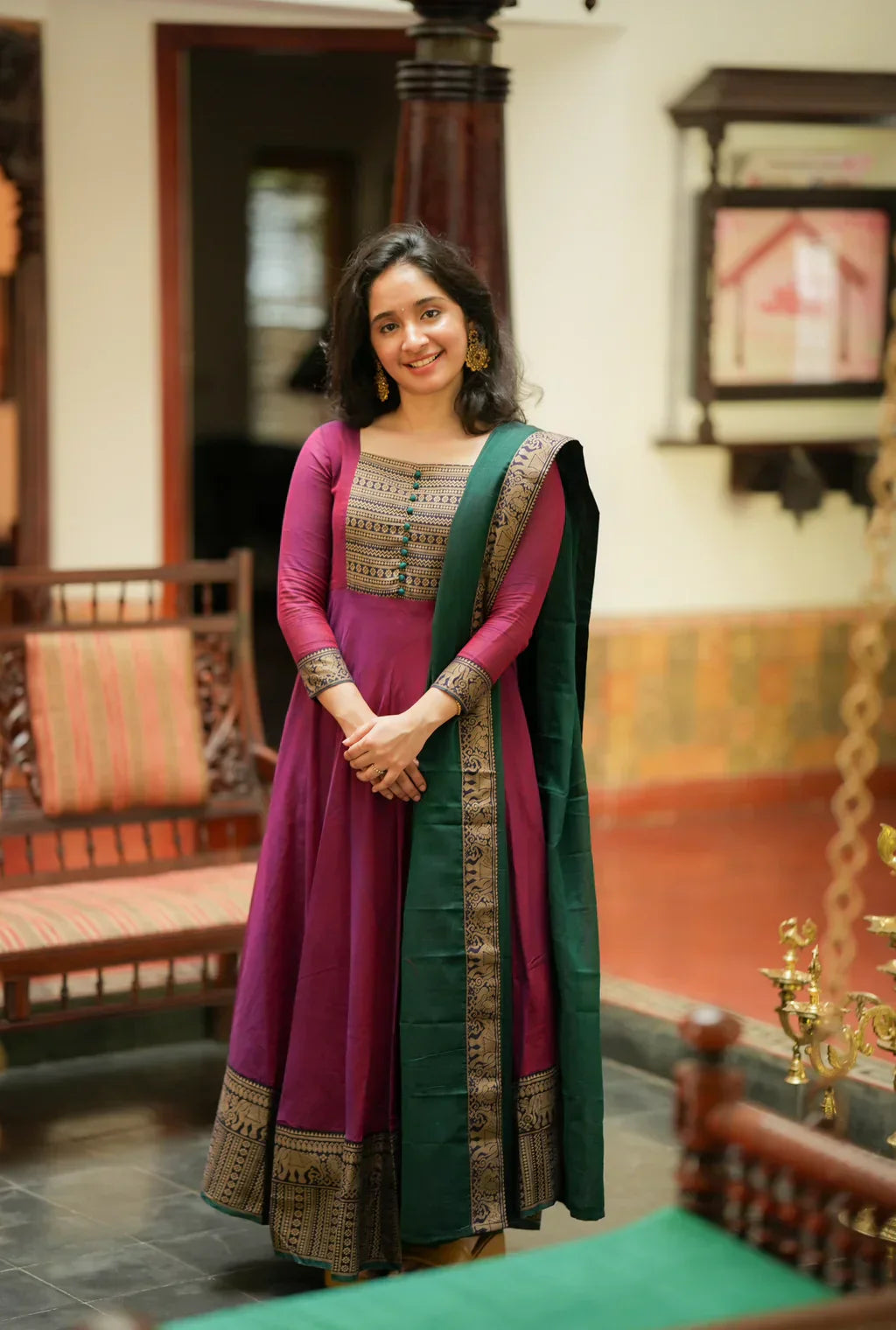 Mirna-Wine kurta set