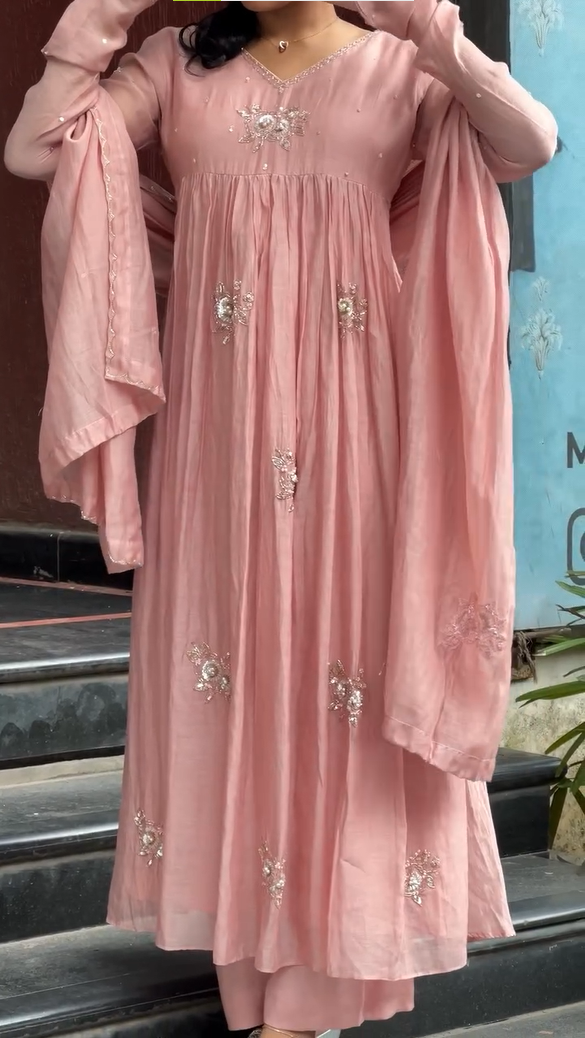 Chanderi Silk Anarkali Suit with Dupatta