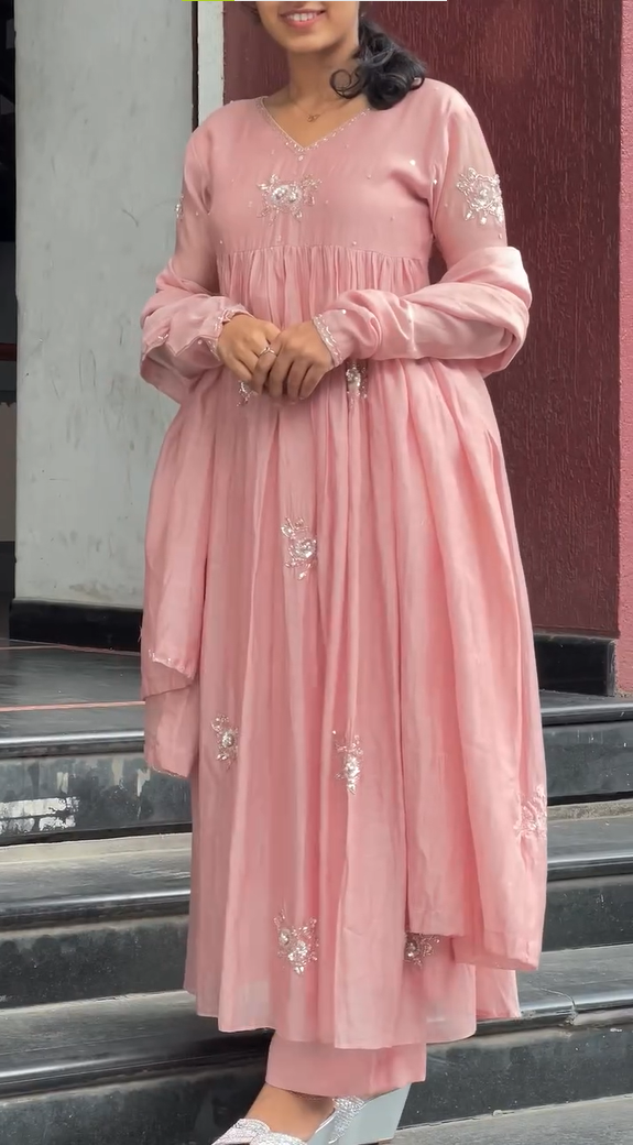 Chanderi Silk Anarkali Suit with Dupatta