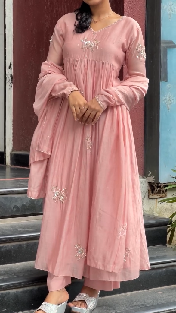 Chanderi Silk Anarkali Suit with Dupatta